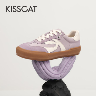 呼呼KISSCAT接吻猫24春新时尚平底鞋气质轻便运动休闲鞋
