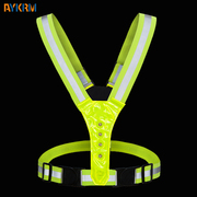 LED反光背带运动骑行荧光松紧背心夜间可调节背心安全运动带