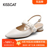 KISSCAT/接吻猫夏季设计师款低跟羊皮仙女风时装凉鞋女KA21315-10