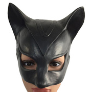 假面舞会派对猫女脸谱鞭子黑色猫，女郎面具乳胶，头套派对道具面罩新