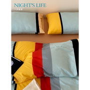 a类时尚条纹超柔软纯棉，天竺棉针织，棉四件套床笠床单被套床上