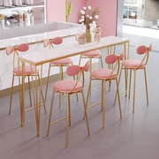 北欧小吧台桌ins甜品，网红奶茶店高脚桌椅，家用靠墙简约长条桌椅