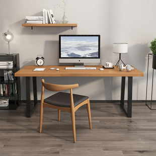 实木台式电脑桌家用书桌，简约卧室桌子，北欧办公桌长条电竞桌工作台