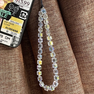 MLGM色方糖闪闪水晶手机链女高质感轻奢挂绳 适用所有手机壳