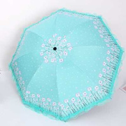 蕾丝公主太阳伞黑胶防紫外线遮阳伞，折叠超轻小a巧便携两用晴雨伞