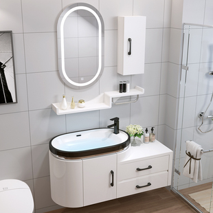 卫浴现代简约PVC浴室柜组合清洗台洗脸洗手洗面池台盆卫生间镜柜