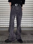欧美vibe风黑色高街裤子男工装机能排扣设计感小众情侣潮牌牛仔裤