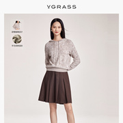 VGRASS时髦全羊毛长袖连帽针织衫春动感抽绳设计VZZ4O11030