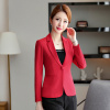 红色西装外套女春秋短款韩版修身白色西服职业装工作服气质上衣