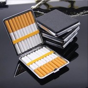 20支装皮革烟盒男士超薄便携自动翻盖创意，个性复古香菸金属烟盒