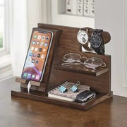 手机置物架床头手机充电支架创意，摆件多功能木制懒人托架子木质支撑桌面实木