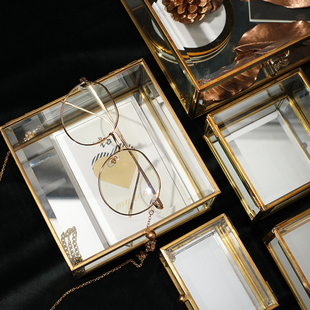 首饰盒收纳盒玻璃欧式珠宝耳环项链橱窗柜台展示架陈列道具饰品盒