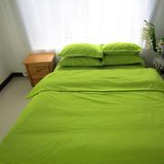 简约纯色磨毛四件套果绿色床单被套罩床上用品纯棉学生宿舍三件套