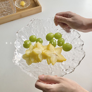 快楽限定*韩国ins博主同款字母玻璃盘子创意水果，沙拉点心盘蛋糕碟
