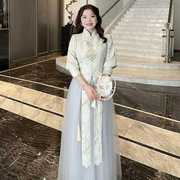 中式大码伴娘服2023复古中国风长袖秀禾显瘦姐妹，服伴娘团
