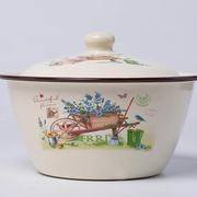 加厚搪瓷碗带盖汤碗怀旧洗手盆经典老式猪油盆饺子和面盆家用