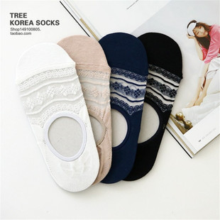 女袜船袜韩国进口纯棉蕾丝拼接透明袜子袜套短袜性感时尚短袜