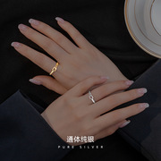 本命年925纯银食指戒指女时尚个性ins链条拼接几何指环手饰礼物