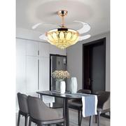 奢华水晶风扇吊灯隐形吊扇灯，带电带风扇客厅卧室餐厅风扇灯42寸