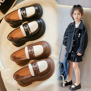 儿童黑色皮鞋女童2024韩版校园小皮鞋西装表演单鞋演出男生鞋