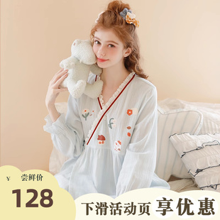 yourban月子服春秋薄款纯棉，产后孕妇哺乳睡衣，产妇夏季纱布家居服