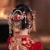 中式新娘头饰饰品古典结婚红蓝色大后期流苏古风婚礼秀禾发饰