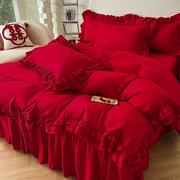 结婚床上用品一整套全套大红色被子四件套被芯枕芯七件套婚房喜被