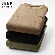 jeep毛衣男士冬季保暖2024宽松打底针织衫圆领加厚休闲毛线衣(毛线衣)