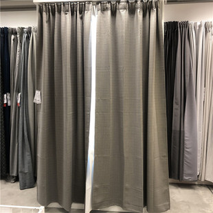 IKEA宜家 皮亚玛利窗帘两幅加厚隔热遮光灰色条纹客厅卧室窗帘