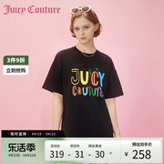Juicy Couture橘滋2024早春穿搭印绣花版短袖T恤女打底衫上衣