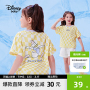 迪士尼女童短袖t恤2024夏季儿童纯棉夏款打底衫宝宝半袖夏装