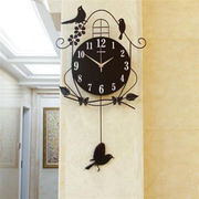 美非凡钟表挂钟客厅创意小鸟挂钟，个性现代装饰挂表简约大气摇摆时