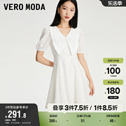 Vero Moda奥莱连衣裙子夏季优雅甜美泡泡袖蕾丝娃娃领收腰女