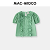 孤品福利童装儿童t恤女童打底衫女宝夏季方领泡泡袖绿色