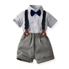 儿童夏季套装男童格子短袖背带裤两件套中小童出游帅气绅士礼服