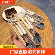 筷子便携式收纳盒餐具三件套一人，用套装勺，叉子小学生儿童外带上学