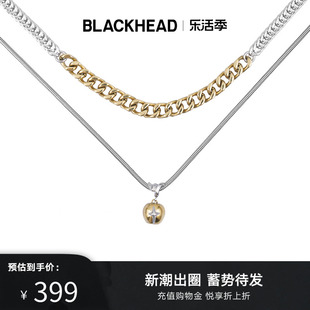 blackhead黑头立体星星苹果吊坠双层项链锁骨链叠戴情侣(戴情侣)款