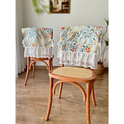 高级感椅子套罩棉麻防水美式田园复古蕾丝餐椅垫背套四季通用定制