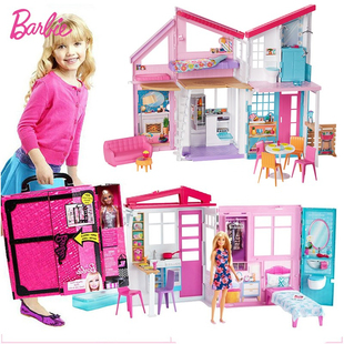 芭比娃娃换装梦幻衣橱fxg57生日，女孩公主礼盒，玩具闪亮度假屋fxg55