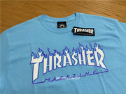 超好看thrasherskyblue美版天空，蓝冰蓝火焰超显白短袖(白短袖)t恤