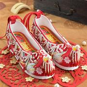 内增高女红色新娘鞋婚鞋金色中式高跟鞋古风香槟色秀禾鞋子绣花鞋