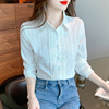 白色衬衫女春装2024年韩版百搭蕾丝拼接纯棉衬衣长袖打底上衣