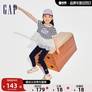 gap女童2024春夏纯棉泡泡袖短袖，t恤蓬蓬纱公主风上衣890373