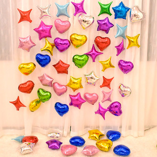 生日派对装饰品10寸爱心五角星铝膜气球婚礼婚庆婚房布置心形气球