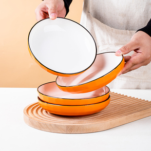 富力橘陶瓷盘子菜盘家用高级感装菜碟子餐盘创意，北欧风早餐盘餐具