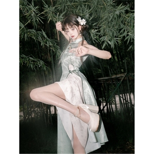 定金-竹杳-西瓜气，泡水原创设计lolita少女，新中式改良旗袍连衣裙