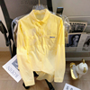 韩版黄色衬衫外套女2024纯色防晒衬衣高级感内搭学院风长袖潮