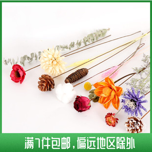 ins网红天然干花棉花麦穗，永生花真花花束，兔尾草插花客厅装饰摆件