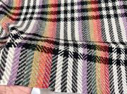 欧美大牌彩色大格子编织羊毛时装布料 秋冬大衣外套马甲风衣DIY