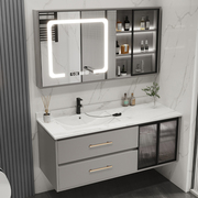 轻奢岩板浴室柜组合卫生间智能洗手脸盆柜现代简约洗漱台一体镜柜